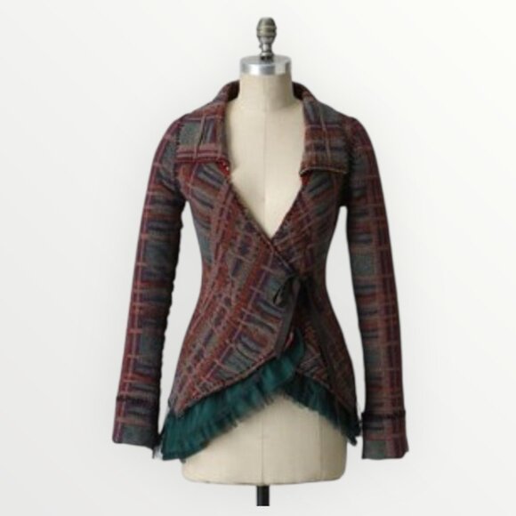 Anthropologie Sparrow Cascading Tulle Wool Angora Blend Cardigan - Picture 1 of 7